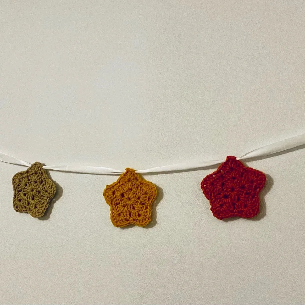 Crochet Star garland multi color